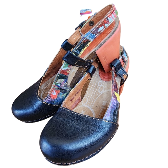 The Art Company 39 orange heel print leather shoes made in Spain EUC 8 8.5 9 - Picture 6 of 13